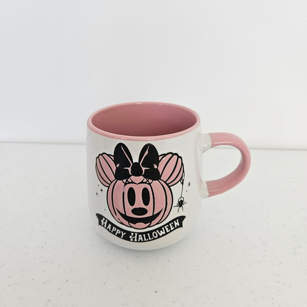 NEW Dual Sided MINNIE MOUSE Pumpkin Spooky Happy Halloween Disney Coffee Mug